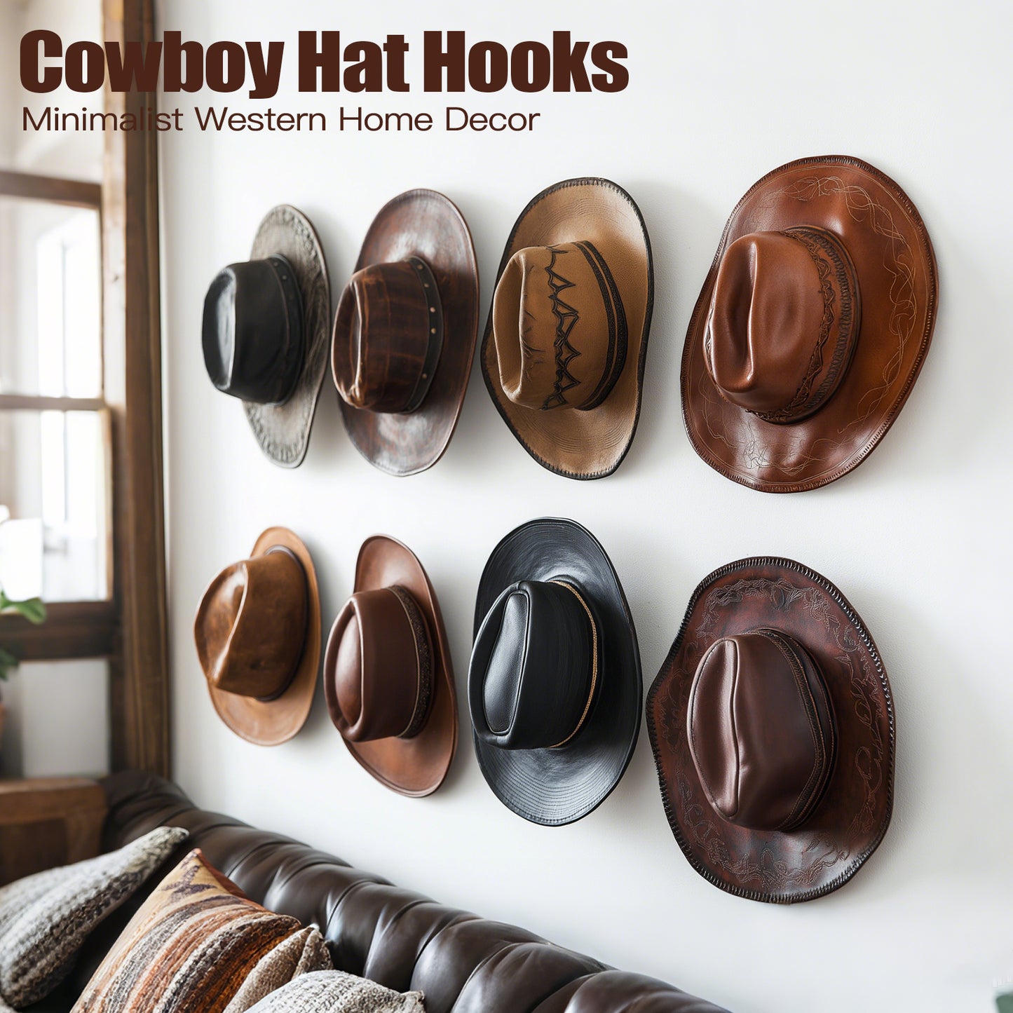 Adhesive Cowboy Hat Hooks - Clear