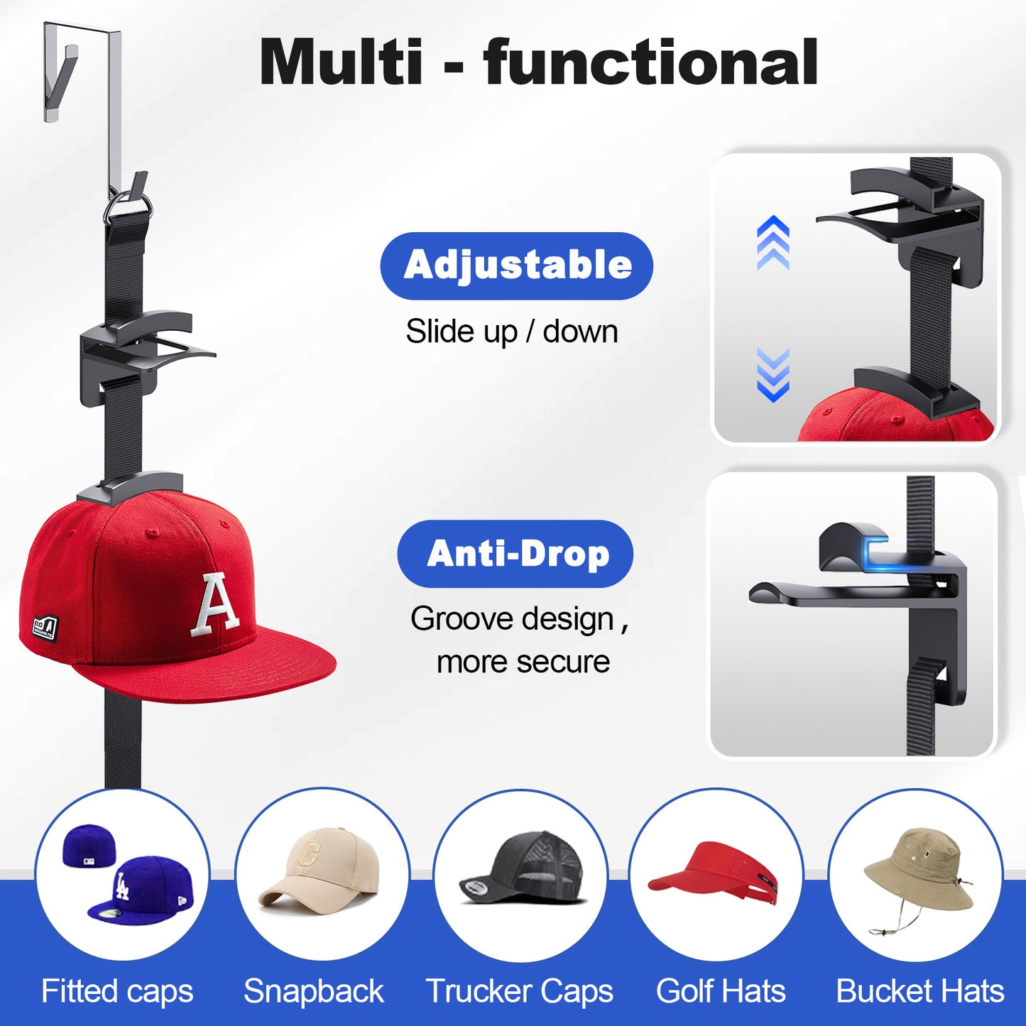 Hat Rack for Door- 2 Straps