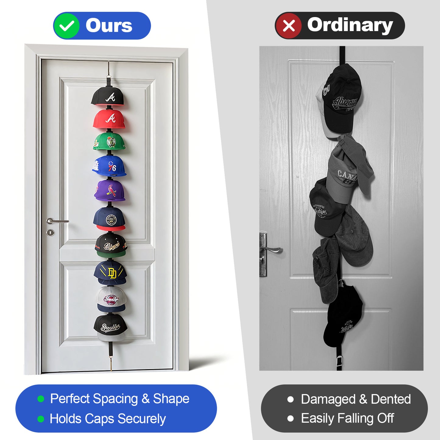 Hat Rack for Door- 2 Straps