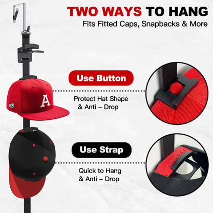 Hat Rack for Wall- 2 Straps
