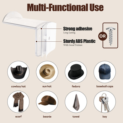 Adhesive Cowboy Hat Hooks - Clear